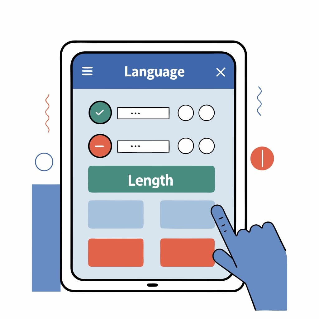 flexible output options in language and length are supported